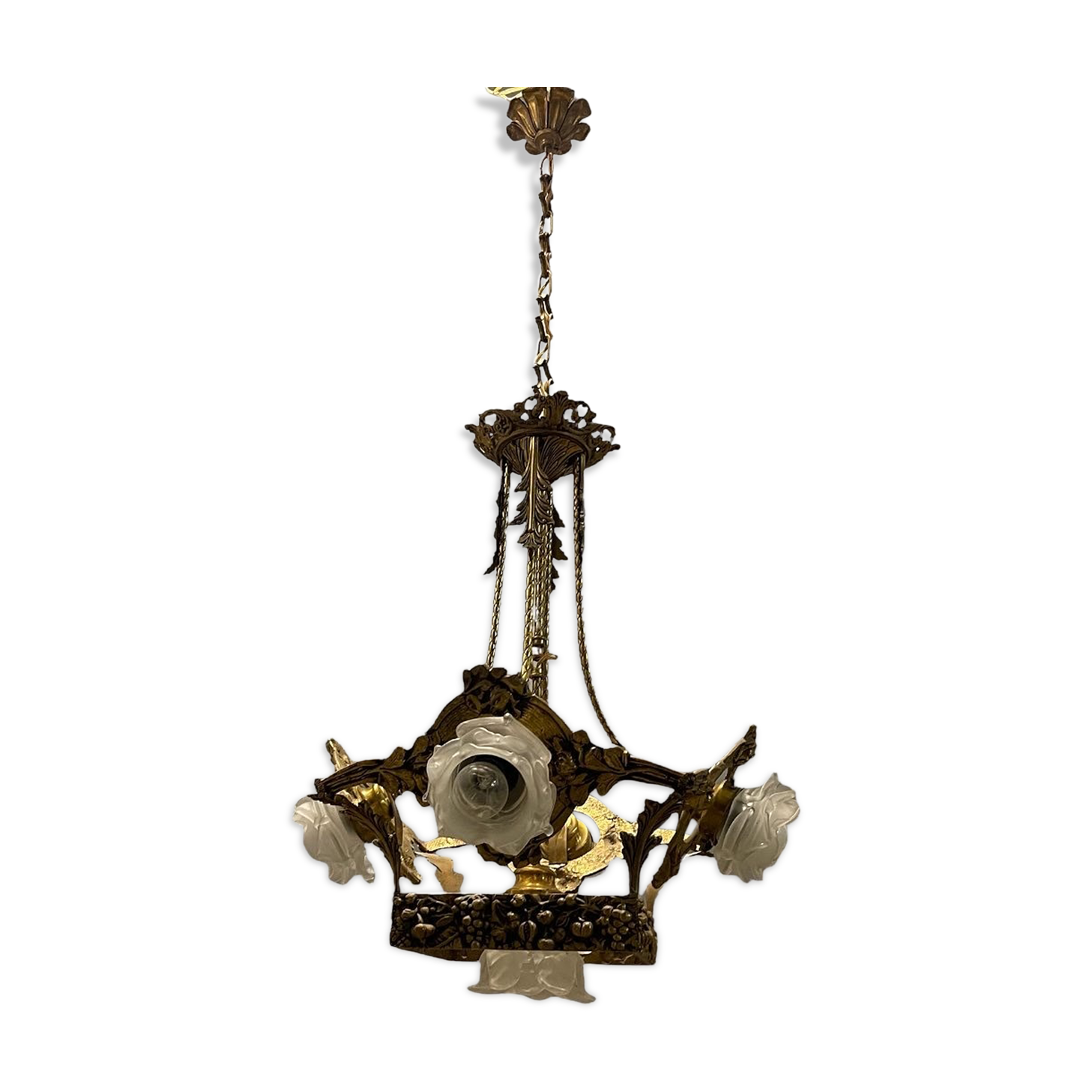Italian liberty gold gilded chandelier