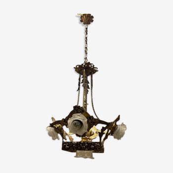 Italian liberty gold gilded chandelier