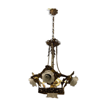 Italian liberty gold gilded chandelier