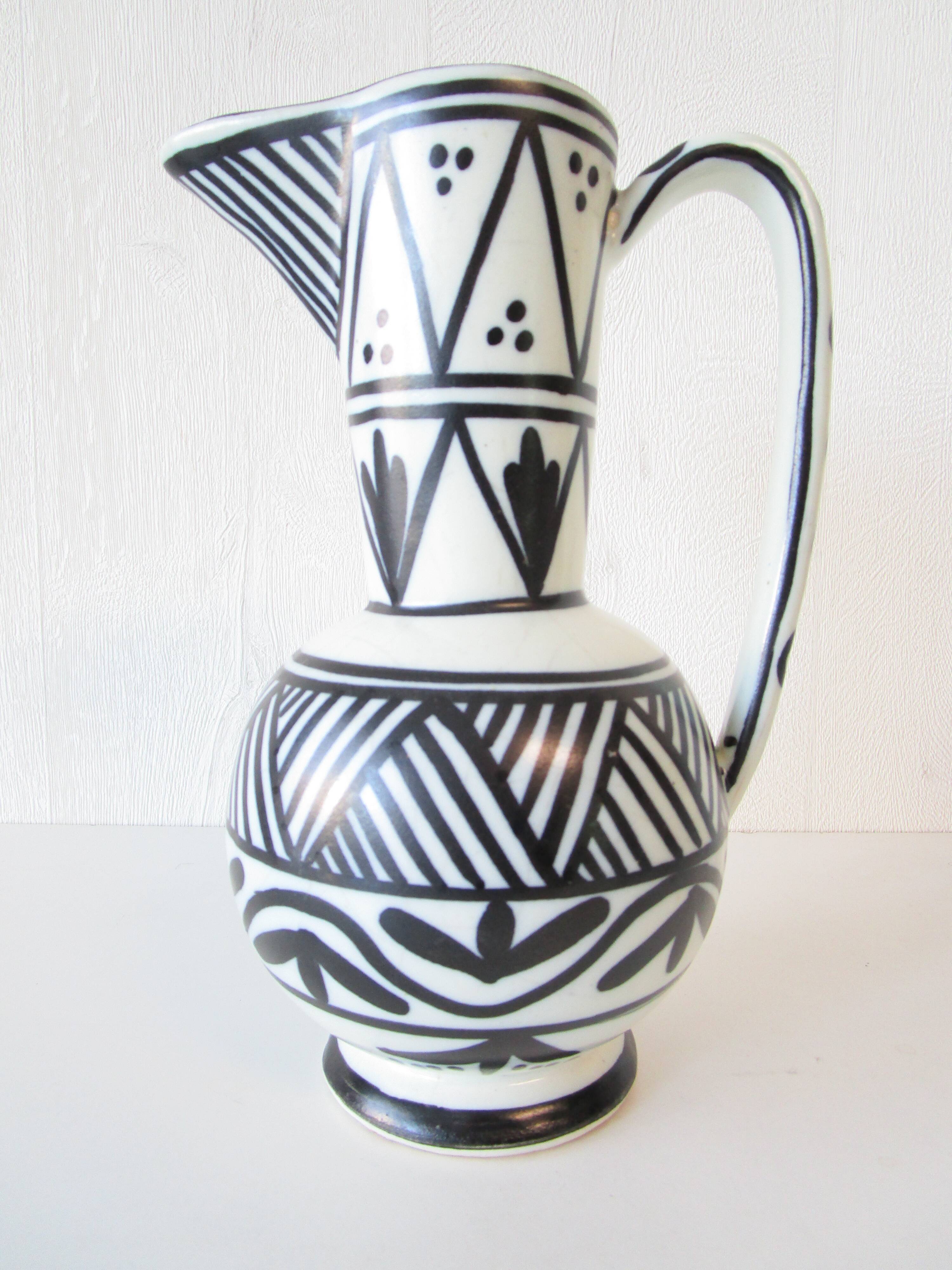 Ceramic tea set Moroccan black white antique
