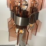 Lampe veca fontana arte verre fumé rose orange vintage 60.s rare