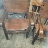 Pair of leather armchairs 19th century