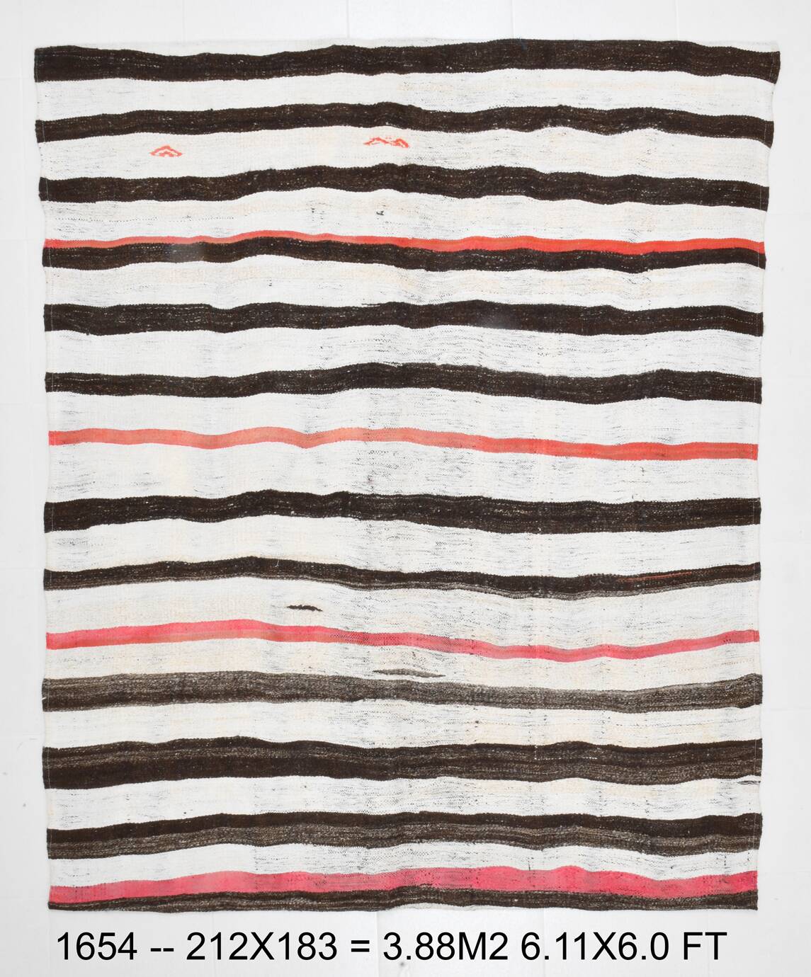 6x7 Natural White & Brown Kilim Rug, 183x212Cm