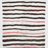 6x7 Natural White & Brown Kilim Rug, 183x212Cm