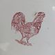 Plat creux ancien au coq rouge, décor éponge