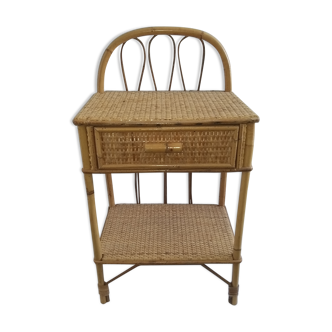 Vintage rattan/wicker bedside table