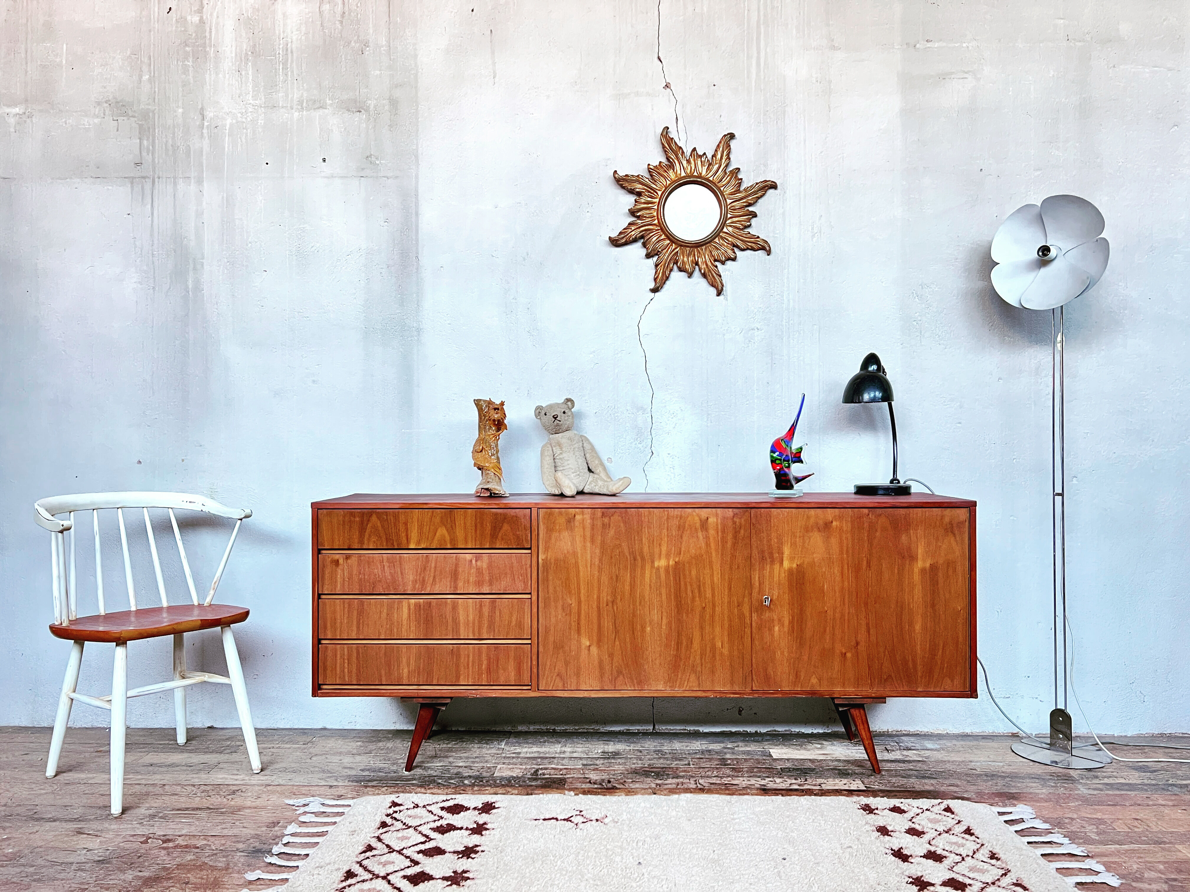 Vintage teak compass feet