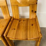 4 brutalist chairs by Silvio Coppola for Roche Bobois, solid pine