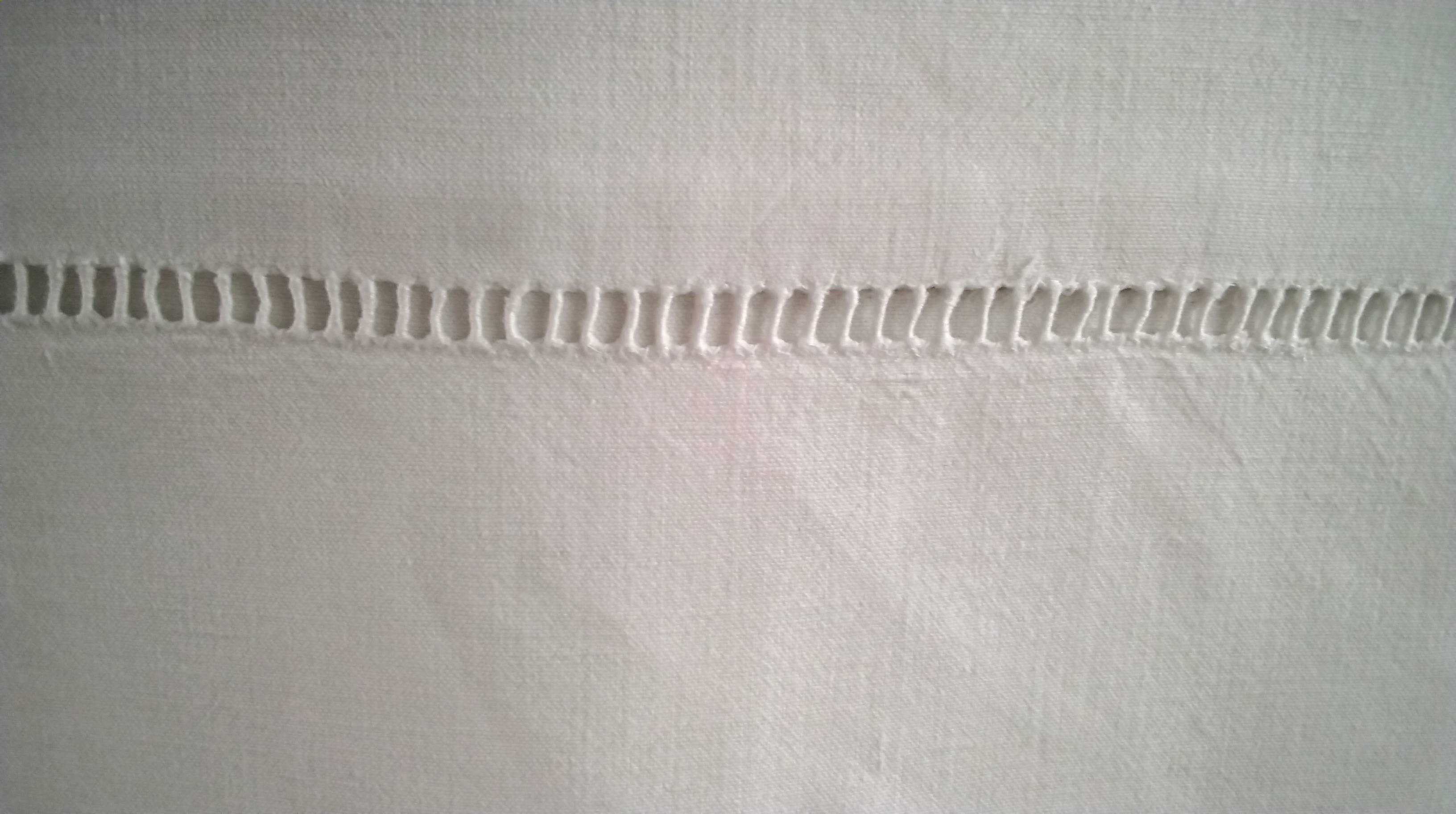 White cotton top sheet monogrammed "CQ" 2 x 3 m