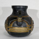 Terracotta vase anthracite and golden 1900