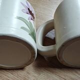 Vintage floral stoneware pitcher vase saucer and mug set