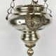 19th-century sanctuary chandelier in silver-plated brass, decorated with angels, 78 cm.