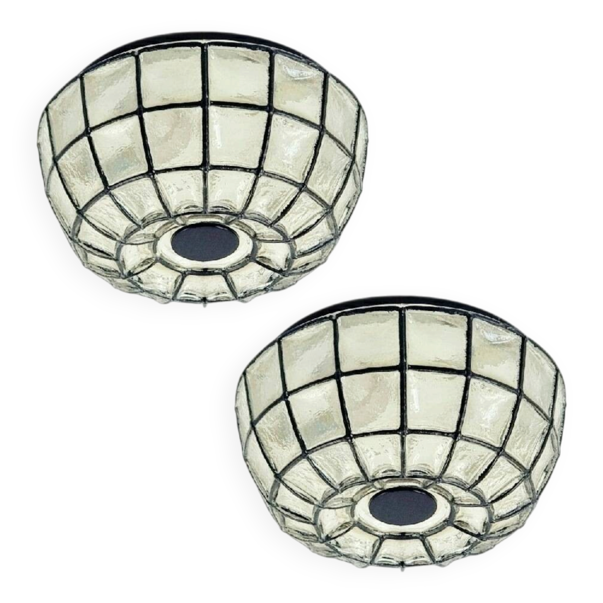 1 Of 2 Mid Century Modern Glass Ceiling Lights From Limburg, Germany, 1970s
