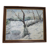 Snowy landscape painting