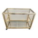 Television storage unit hi-fi video metal gold glass Pierre Vandel Paris 1970