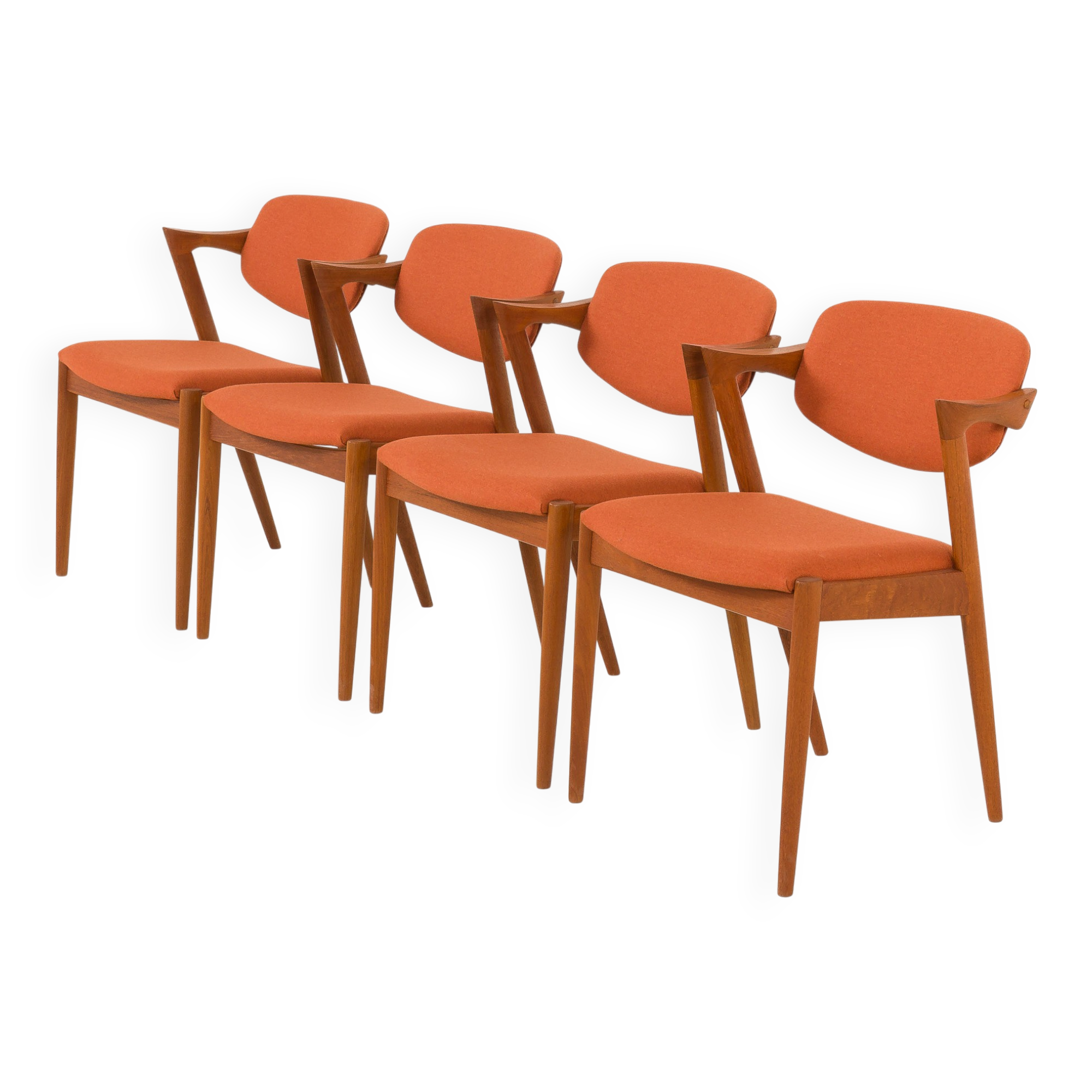 Kai Kristiansen Model 42 Teak Chairs by Schou Andersen, Denmark, 1960s