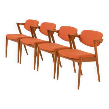 Kai Kristiansen Model 42 Teak Chairs by Schou Andersen, Denmark, 1960s
