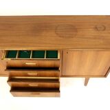 Scandinavian walnut sideboard, Möbelfabrik Linen, Horda, Sweden, 1960
