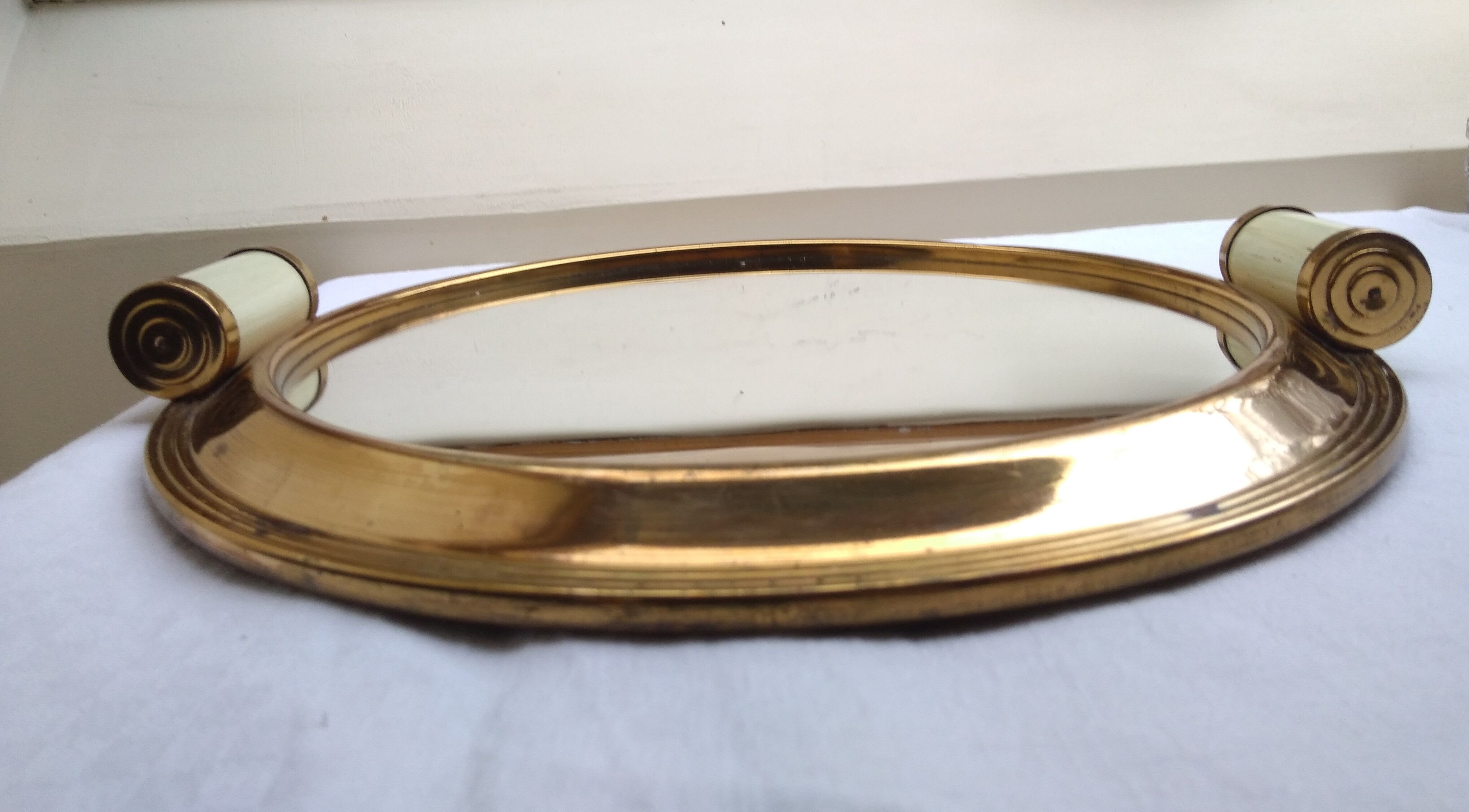 Round art deco mirror tray