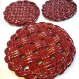Trifle and 2 bottle coasters, woven ceramic