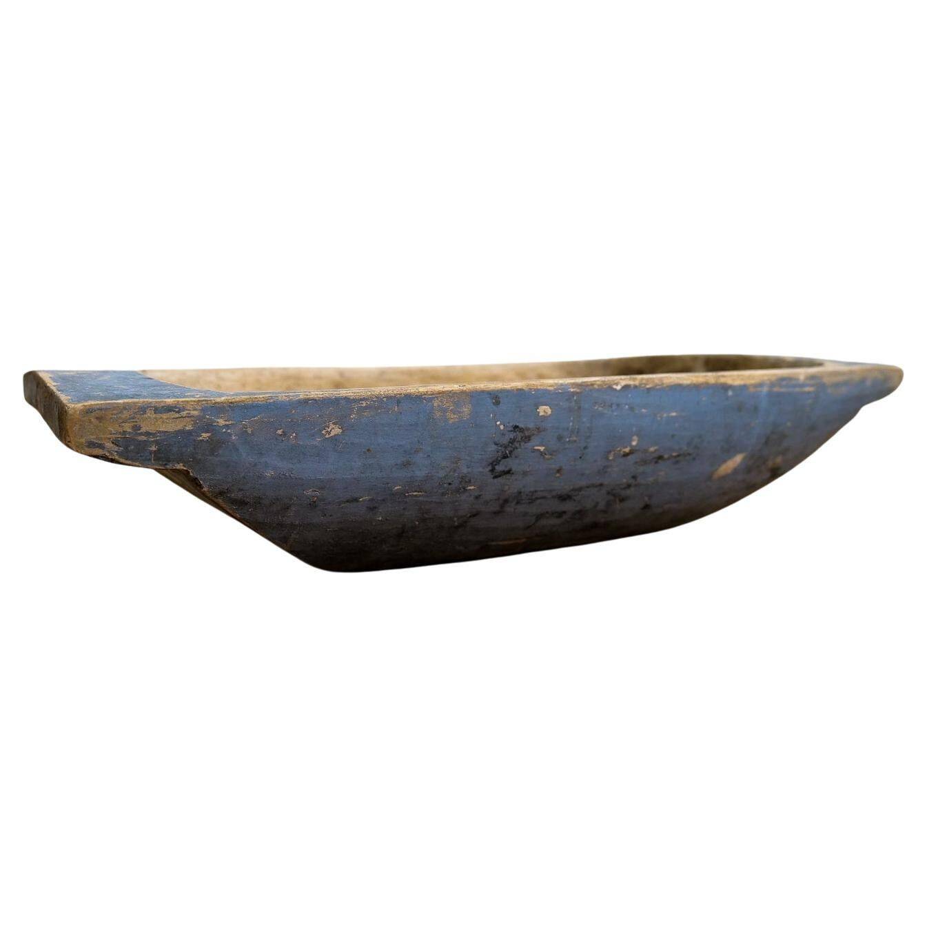Swedish folk art, large unique blue farmer's bowl from the 19th century.