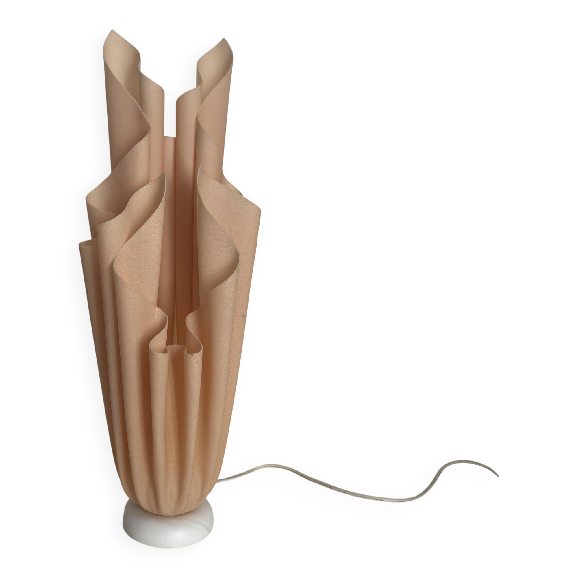 Vintage 1970 Athéna lamp by Georgia Jacob, draped in salmon - 50 cm