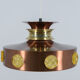 Scandinavian ceiling lamp copper & glass, Denmark, 1960s