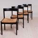 Vintage dining set, 4 chairs, extendable dining table, rope seating, 1970s