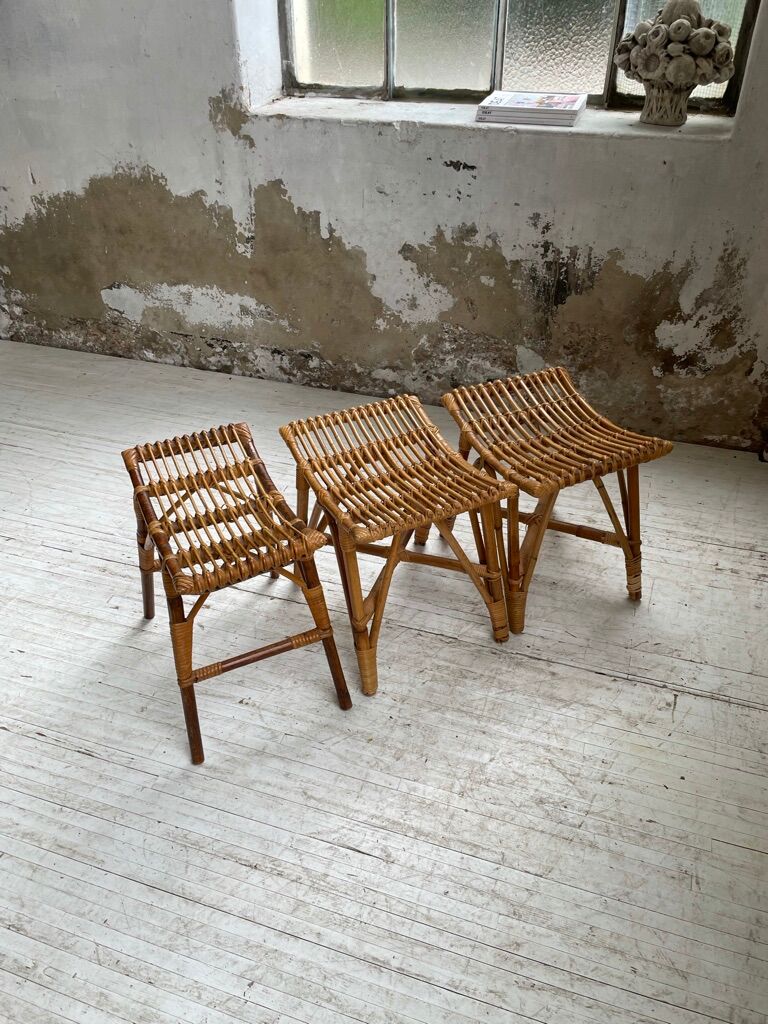 Set 3 rattan stools