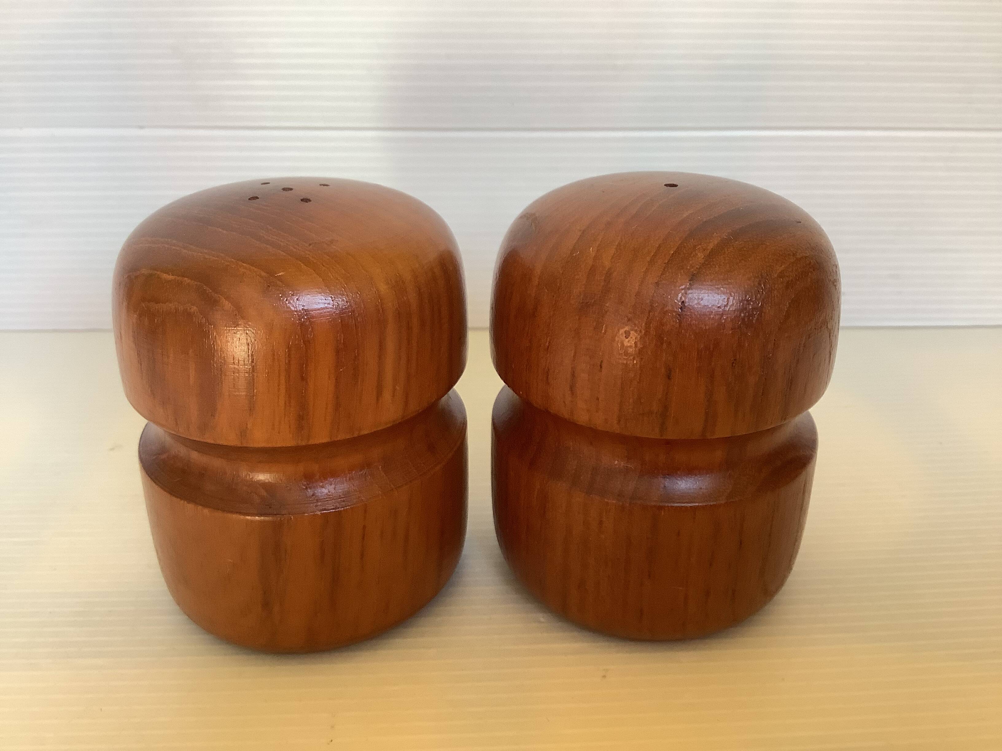 Scandinavian teak wood salt and pepper