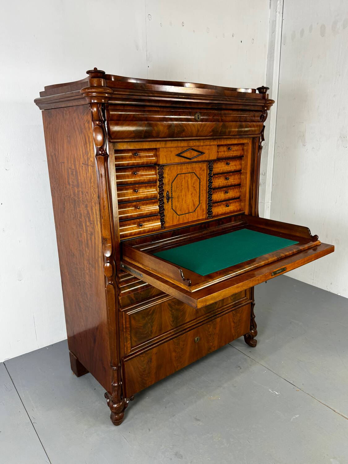 Well made Vintage Biedermeier Oak and Mahogany Secretaire desk, 1860