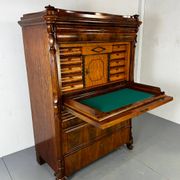 Biedermeier vintage oak and mahogany secretary desk, well-made, 1860.