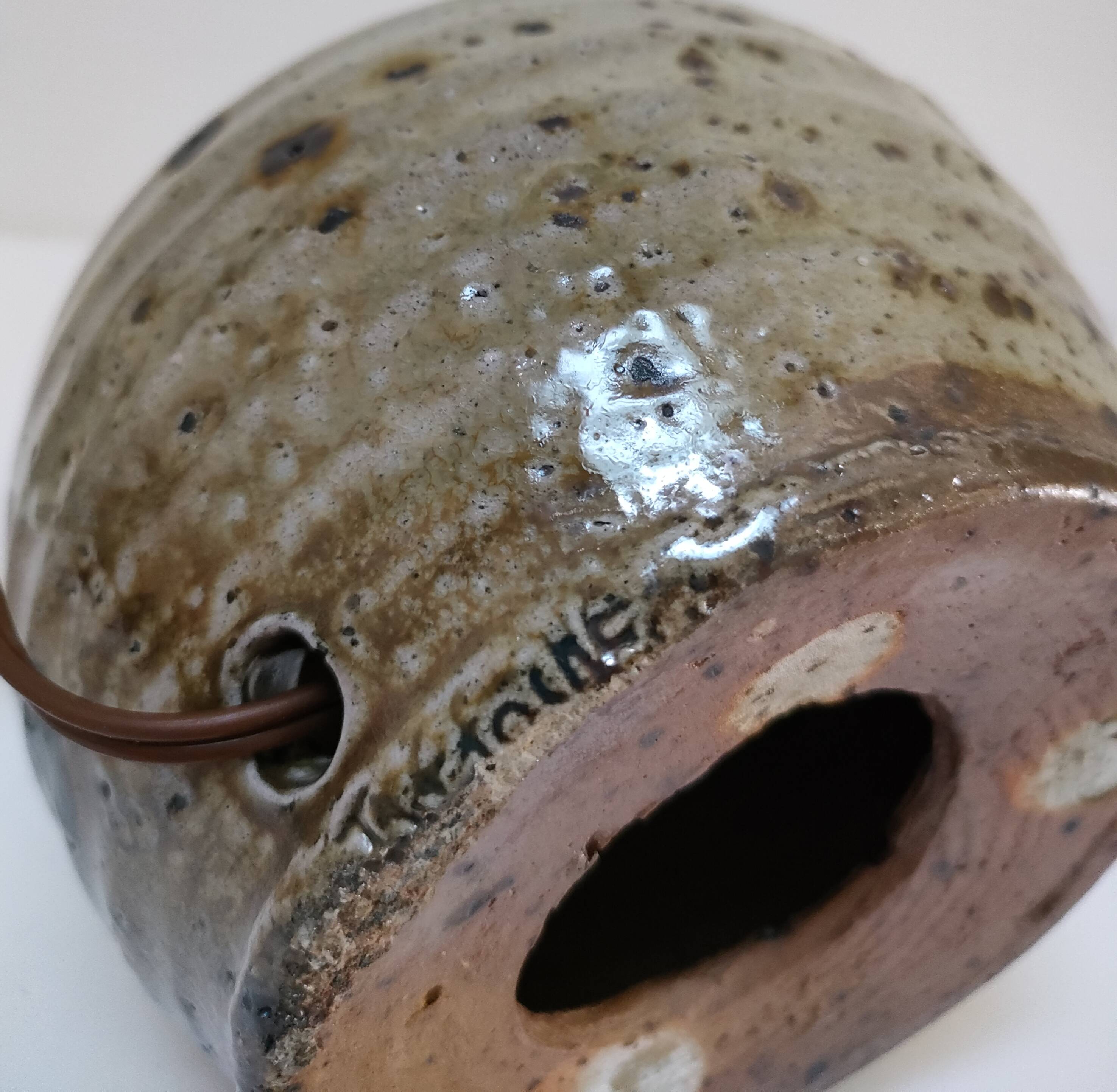 Gustave Tiffoche pyrite enamelled sandstone ball lamp base