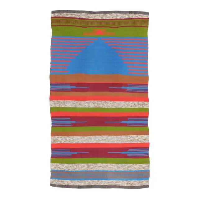 1970s Vintage Turkish Oushak Handmade Wool Cotton Blue Runner Rug  73x131