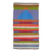 1970s Vintage Turkish Oushak Handmade Wool Cotton Blue Runner Rug  73x131