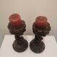 Vintage carved wooden candle holder