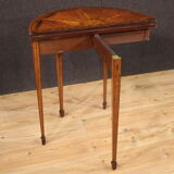 Inlaid half-moon side table in Louis XVI style