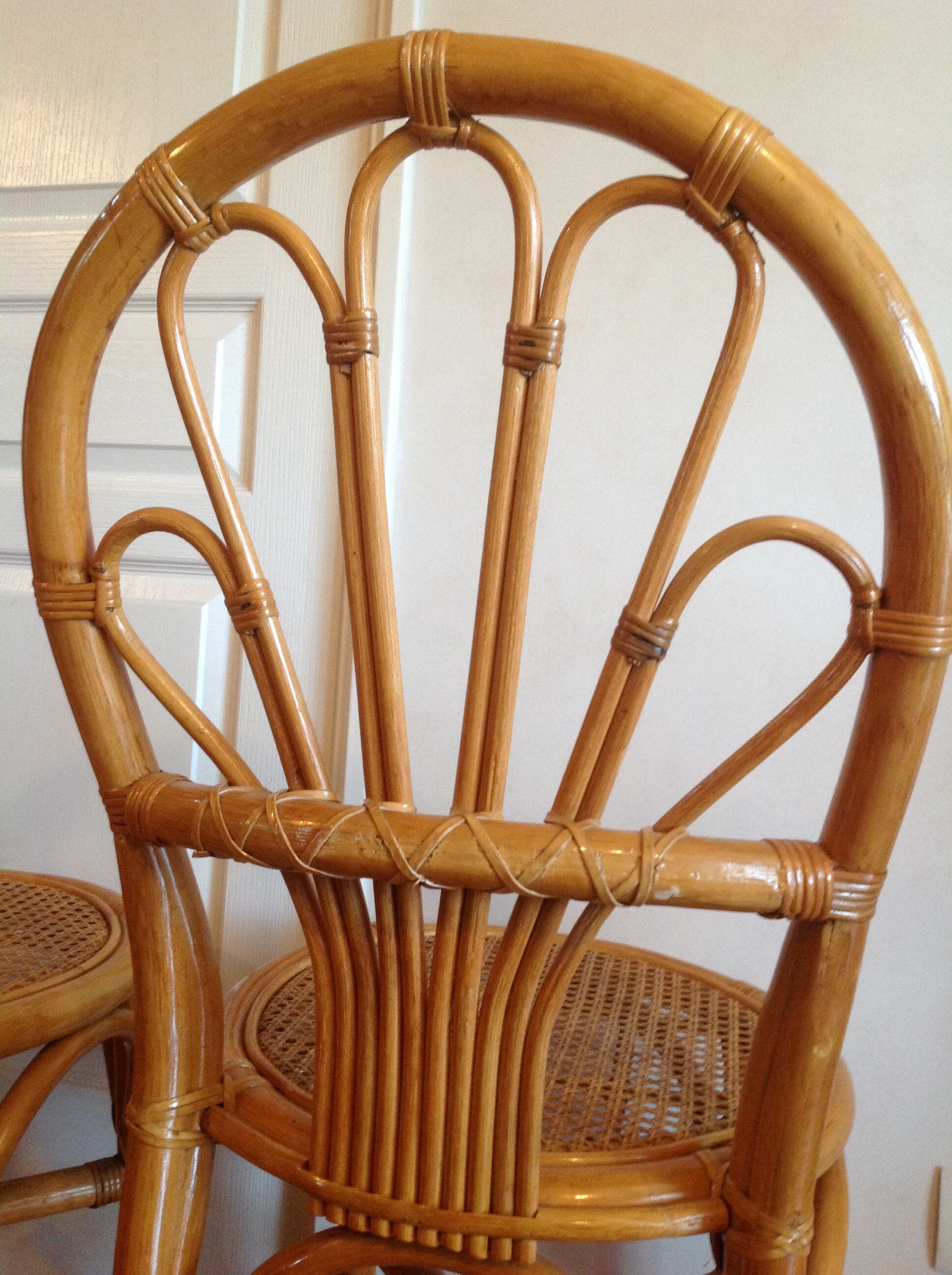 4 chairs rattan wicker canned vintage
