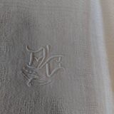 Pair of antique cotton damask napkins with AC monogram