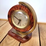 Alarm clock Bayard 1950 walnut and brass
