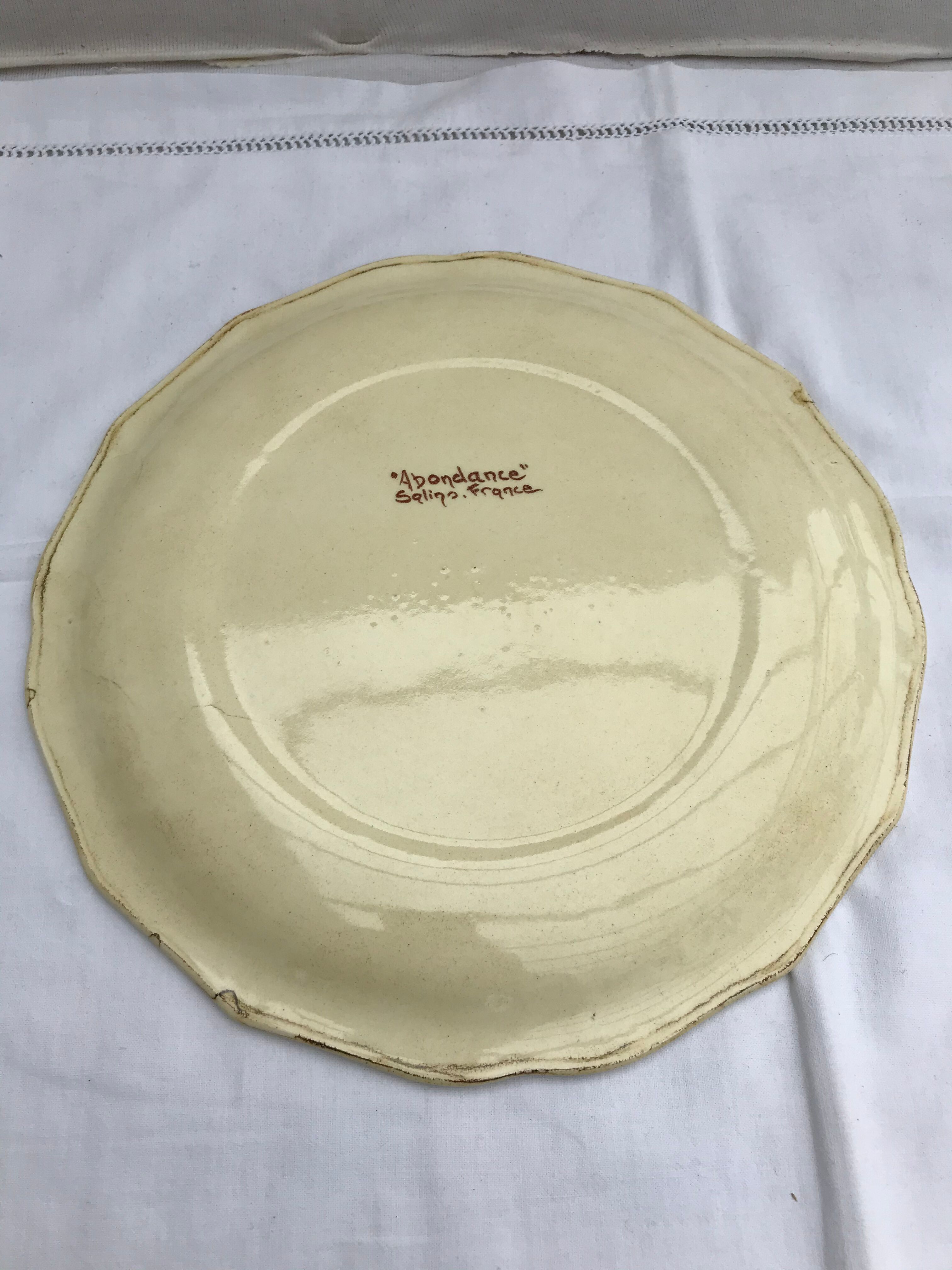 Pair old plate Moustiers Salins ceramics painted france vintage