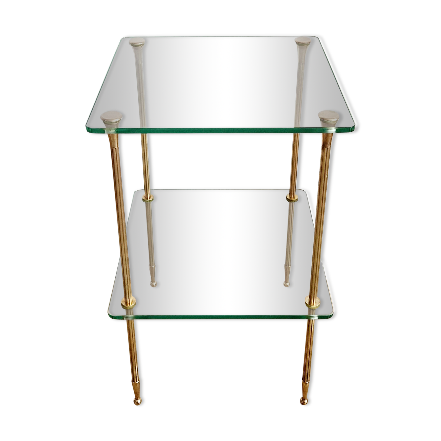 Glass and brass side table 70s