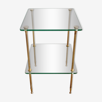 Glass and brass side table 70s