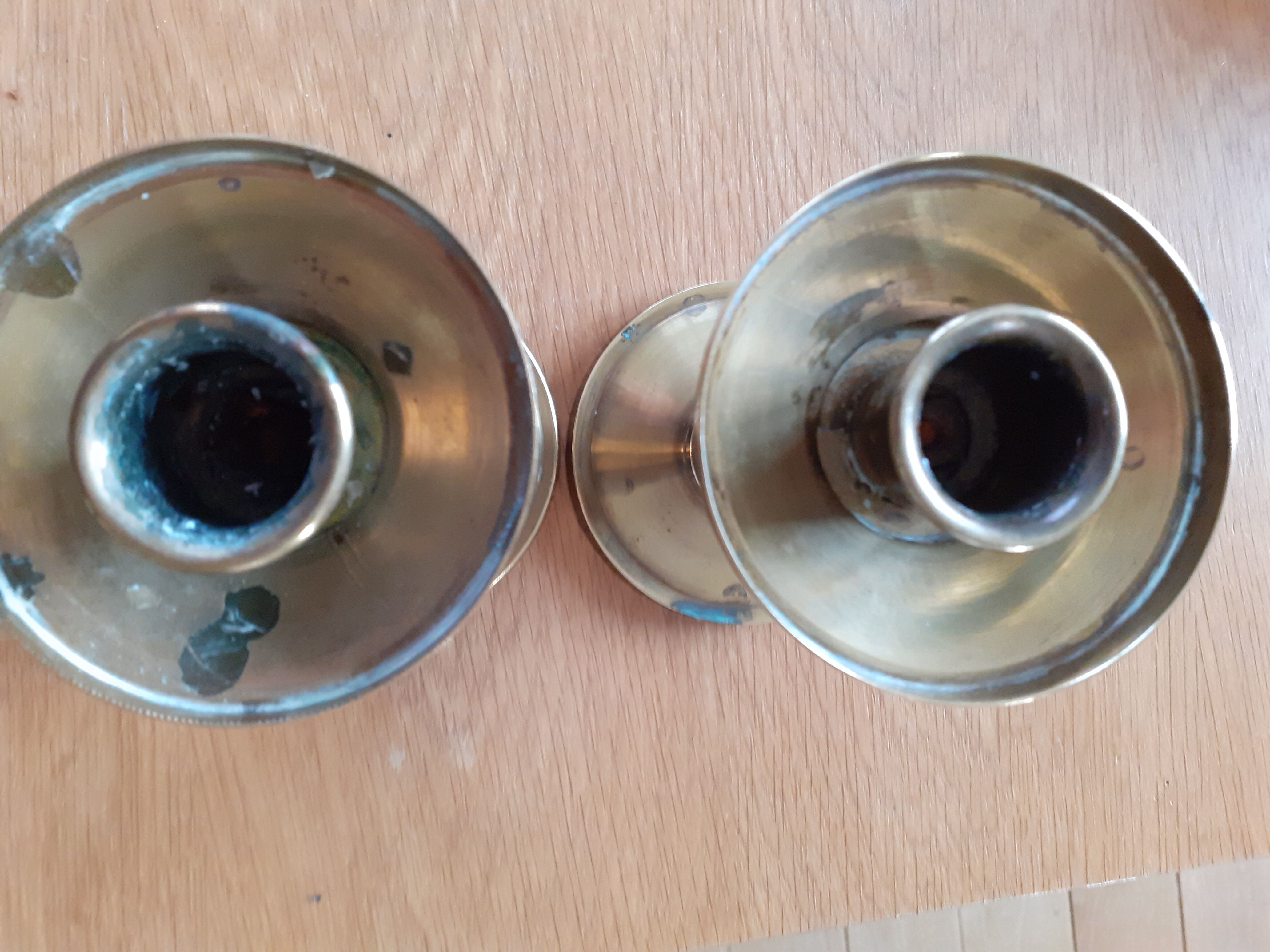 Pair of brass candle holders