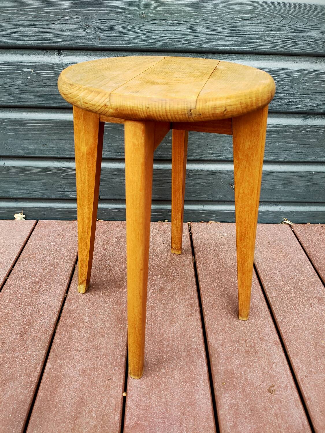 Vintage beech compass foot stool