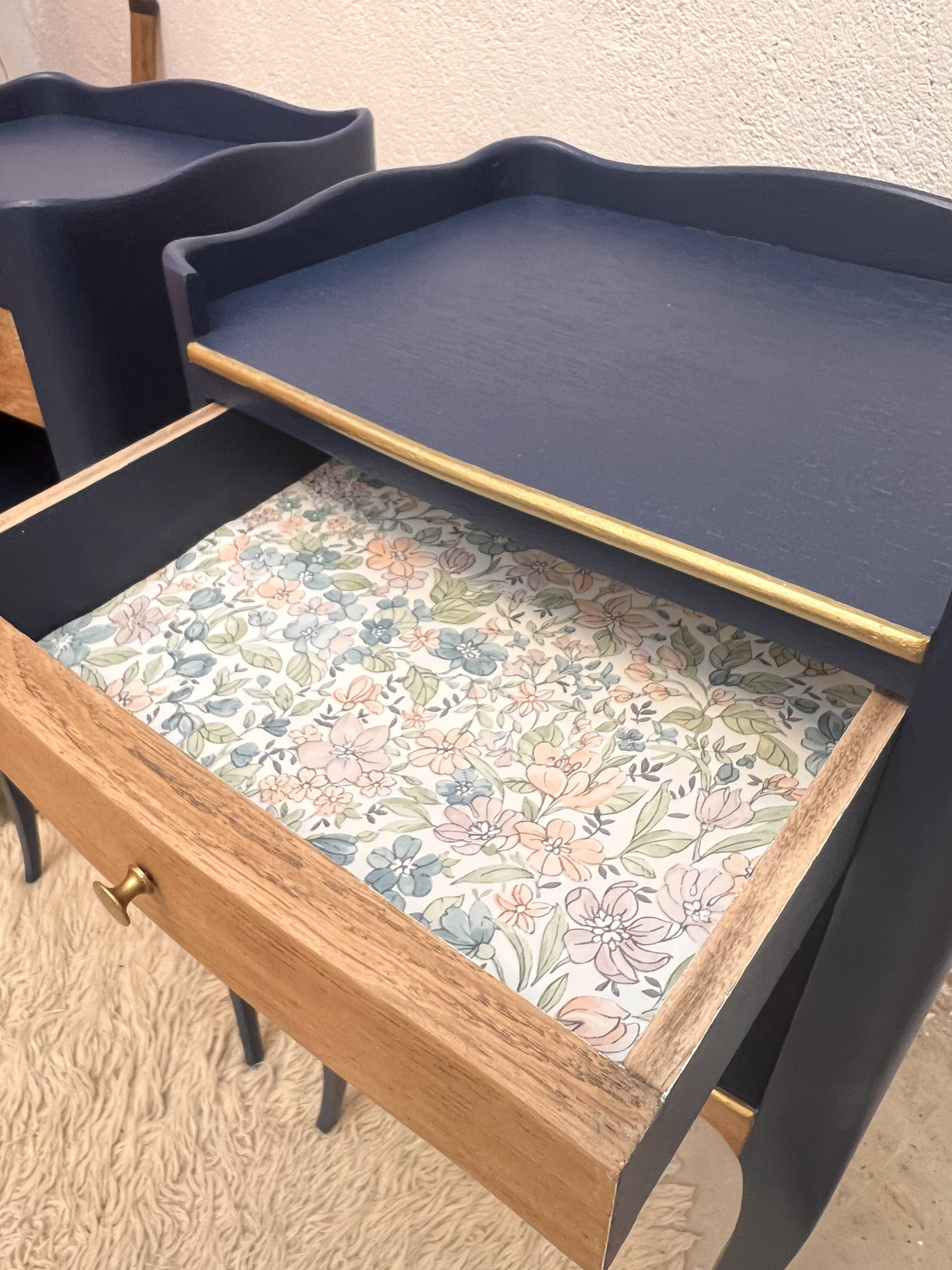 Pair of vintage oak bedside tables