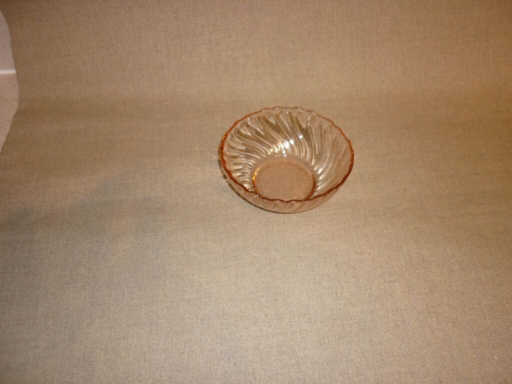 Ridged pink glass cup