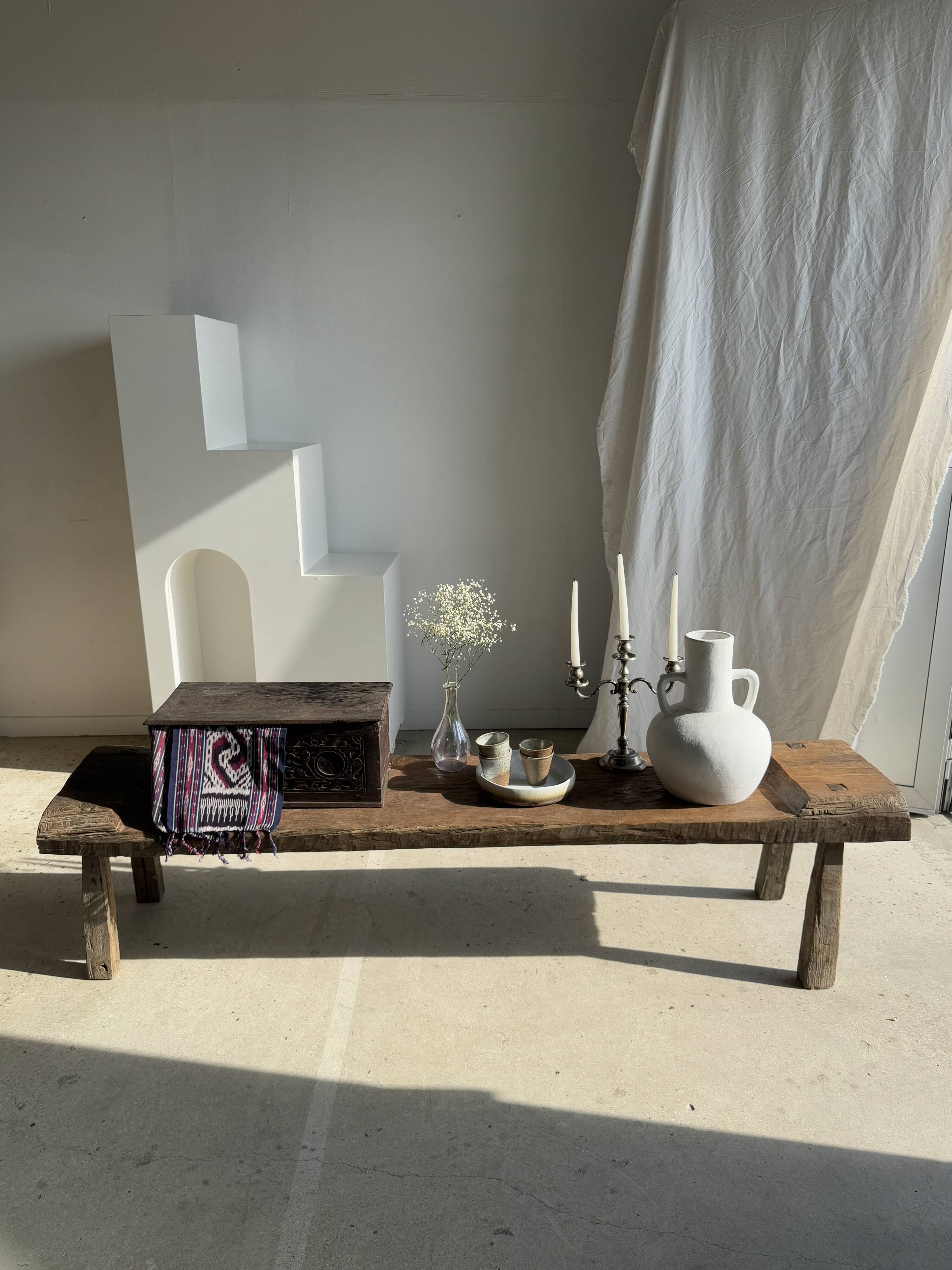 Very large bench in old teak H:50cm L:2m06