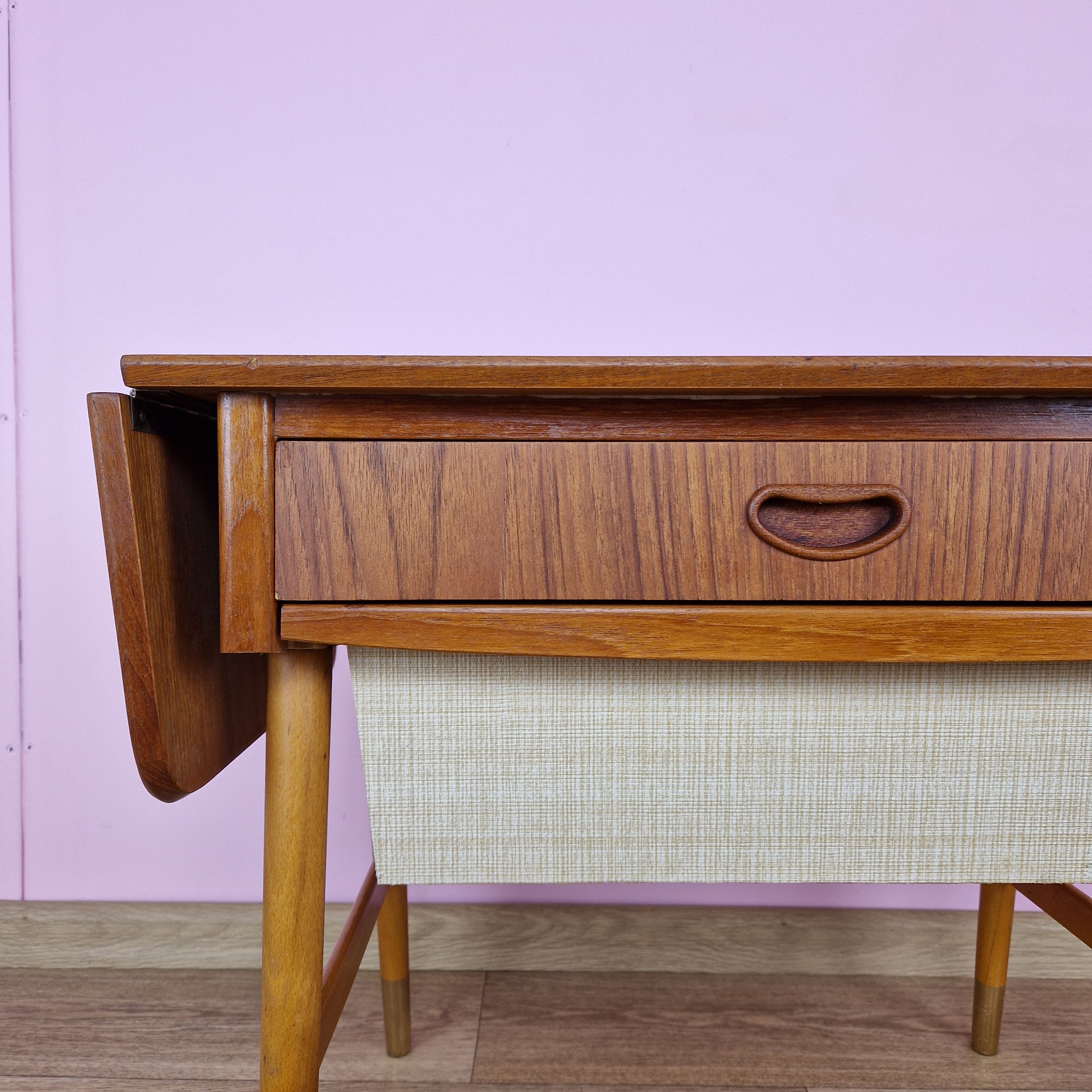 Danish Modern Teak Foldable Sewing Table, 1960s
