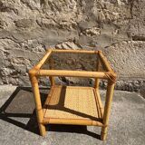 Bamboo and smoked glass side table, 1970s